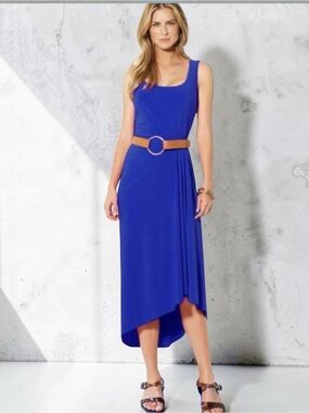 Lauren Ralph Lauren draped Hi Low Belted Scoop Neck Dress s.12